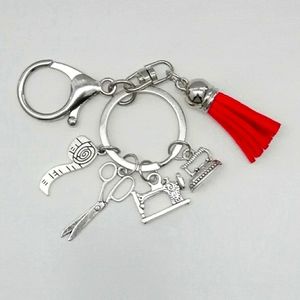 Sewing machine keychain  personalized tassel